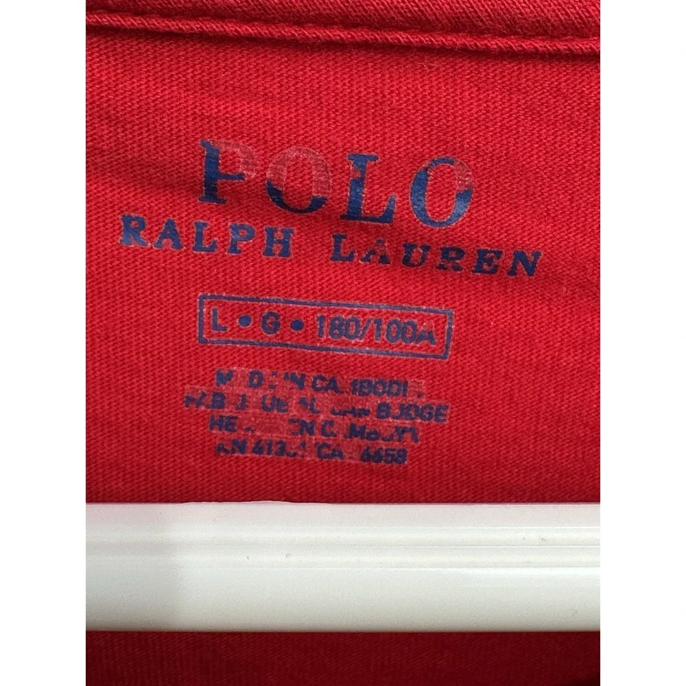 Polo Ralph Lauren Size L Large CREWNECK Cotton T- Shirt‎ Men's Color Red
